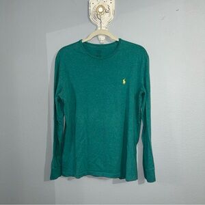Polo Ralph Lauren T-Shirt Men's Size Medium Green Long Sleeve Shirt 100% Cotton